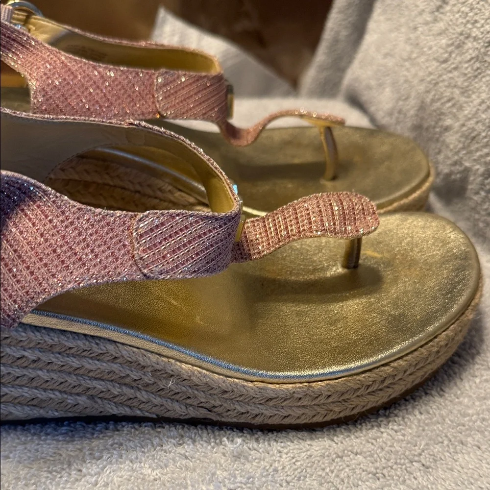 Michael Kors Pink and Gold Wedge Sandals